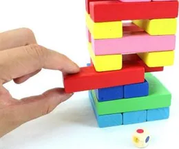 Multi Color Wooden Jenga 54 Pieces Blocks Building Tumbling Tower Stacking Game