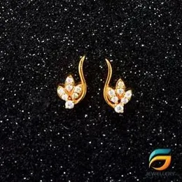 Gold Plated Akal Lamp Theme Earrings With White Stone for Women and Girls Screw Back.