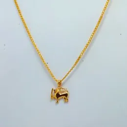Gold-Plated 2mm Bismarck Chain With Lion Casting Pendant for Women-24 inch