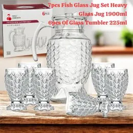 1900ml glass jug with 6pcs 225ml glass tumbler
