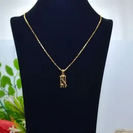 Gold Plated 1mm New Model Box Chain With Wicket Pendant.