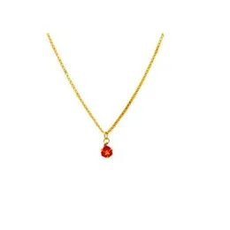 Gold Plated 2mm Bismarck Chain With Red Stone New Design Pendant For Women.