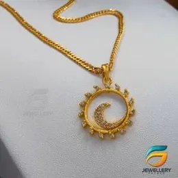 Gold Plated Guaranteed 18/24 inch 02mm Albert Chain with Sun Derana Pendant Necklace for Ladies & Girl.