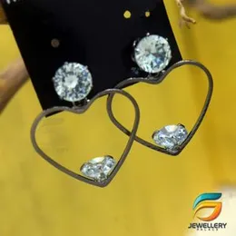 Black Silver Plated  Beautiful Heart Design With Small diamond  For Women.