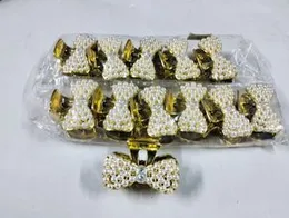 White Pearl Studded Butterfly Gold Hair Claw Clips For Girls Women