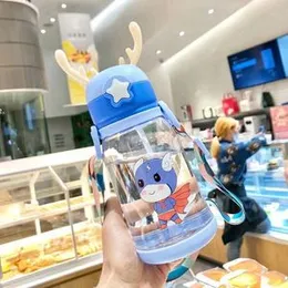 Kids Antler Water Bottle 600ML Large Capacity Leakproof Water Bottle for Classroom Road Trips Traveling