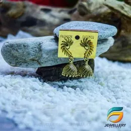 Gold Plateed Traditional Curve lines Jhumka Earrings for Women Girls.