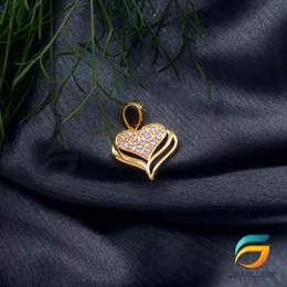 Gold Plated Heart Pendant With Two Line Fashion Stylish Rich Look Pendant.