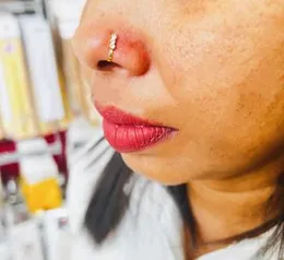 Gold & Silver Color Cute Nose Ring Nose Pin with White Stone