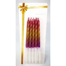 10 Pcs 3 Toned Metallic Spiral Candles Set for Birthday Wedding Cakes- 2 Variations