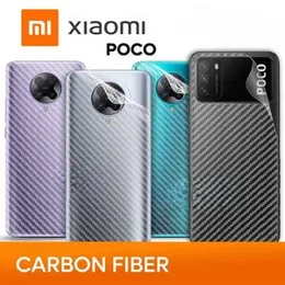 Carbon Fibre back sticker For Mi Poco X3 NFC X3 Pro M3 Mobile Phone Back Skin Rear Protective Sticker
