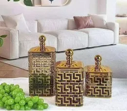 3pcs gold square acrylic candy jar square