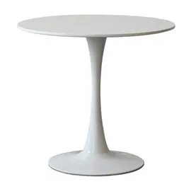 WHITE MDF ROUND TABLE WITH METAL BASE D-80CM T006