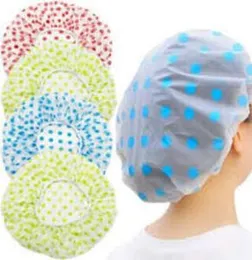 (6 Pcs) Shower Caps Waterproof Shower Cap for Women Reusable Shower Hat Bath Caps with Elastic Band, Large Plastic Long Hair Environmental Protection