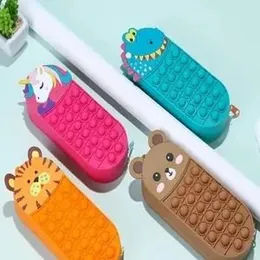 Children Push Bubbles Pencil Case Fidget Toys School Stationery Storage Bag Relieve Stress Decompression Toy Pen Bags for Kids