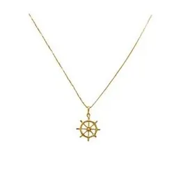 Gold Plated 1mm Box Chain With Plan Dharma Sakkara Pendant For Women.