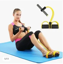 4 Tube Resistance Elastic Pull Ropes Exerciser Rower Belly Training Elastic Bands Yoga Fitness Band Gym Equipment for Home Sport