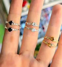 Premium Double Layer Rhinestone Rings â Black, White & Gold (3 Colour Set)