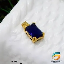 GÃ³ld Plated Pendant Stylish Blue Box Shape Stone Pendant Rich Look For Women and Girls.