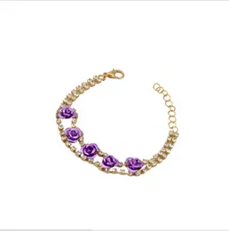 18k Gold Plated Crystal Rose Bracelet