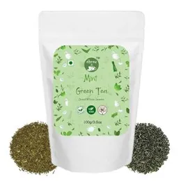 dbrew Spearmint Green Tea - 100g - Blend of Spearming Leaves & Green Tea | Decaf tea for slimming body | Eco-Conscious Premium Zipper Pack