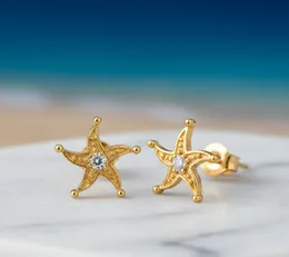Gold Plated Stylish Star Theme Small Stud Earrings Gift For Women