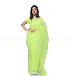 Luminas Green With White Border  ORGANZA COTTON