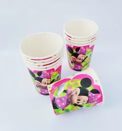 10 Pcs Minnie Mouse Theme Paper Plates, Paper Cups & Paper Tissues for Birthday Parties - Disney Minnie Mouse