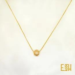 18 Inch Gold Plated Rich Look 1MM Box Chain with 10MM Ball Stone Pendant – Stylish Necklace for Women & Girls