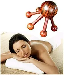 Spider-Shape 6 Legs Full Body Wooden Massager Handheld Stick for Muscle Cellulite Trigger Point Rosewood Thailand