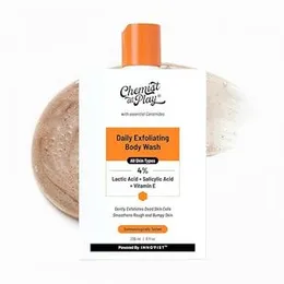 Chemist At Play Exfoliating Body Wash 236ml|4% (Salicylic Acid,Vitamin E & Lactic Acid)|Paraben & SLS Free|Gentle Exfoliating Shower Gel|Removes Tan &