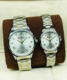 Orix Stainless Steel Couple White Dial Gold Watch121