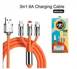 3-in-1 Super Fast Charging Zinc Alloy Data Cable USB-C Lightning Micro USB Multi Charger 100W PD Quick Charge Nylon Braided Durable Retractable Type-C