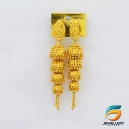 Modern traditional Quadruple gold jhumka with Gold chain And Drop Earrings for Women Girls.