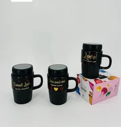 black ceramic mugs  and screw on lids