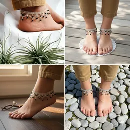 Silver Plated Traditional pair of Krishna Type Anklet, pada salan Foot Jewelry Payals Kolusu With Hanging Type Black pearl