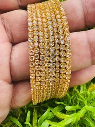 Gold and rose gold color beautiful shine full white stone bangle set for women and girl