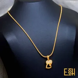 ESH Gold Plated Guaranteed 1.5MM New Trend Stylish Diamond Chain (18/24 Inch) with Couple Heart Fixed Stone Pendant