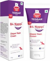 B4 Nappi Cream Baby Diaper Rash Cream 75G (Pack Of 1) From Tedibar Family | Protects Baby's Tender Skin From Nappy Rash| Clinically Recommended.