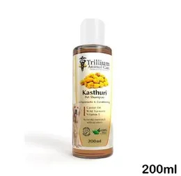 Trillium Kasthuri Pet Grooming Shampoo â 200ml Antiparasitic & Conditioning Care with Wild Turmeric for Dogs & Cats