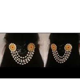 Traditional Gold Plated Drop Style Hair Ornament Maang Tikka/Nalal Thali With White Pearl for Women