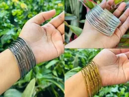 Beautiful Fancy Shine Bangle Set in Gold, White & Black for Women & Girls