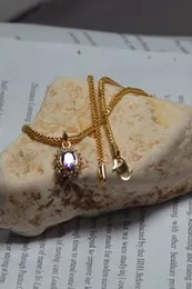 1.9mm fox singapore chain with stone pendant for stylish womens-Size 34