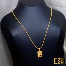 ESH Gold Plated 1.5MM Stylish Diamond Chain with Box Window Stone Pendant (18–24 Inch)