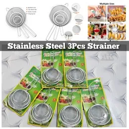 Stainless Steel 3-Piece Strainer Set â Large Size Kitchen Sieves for Cooking & Baking