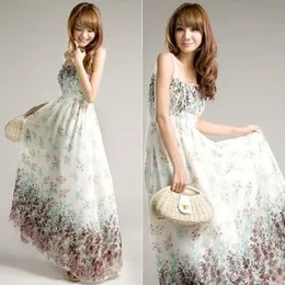 Women Chiffon Sleeveless Long Maxi Dress White