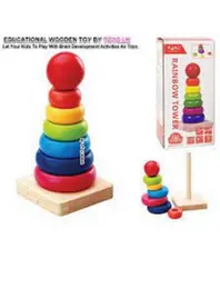 Colorful Baby Price Brilliant Basics Rock a Stack Learn Colors Stacker Rainbow tower Wooden block baby toys stacking ring pattern education toys for K