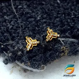 Gold Plated Earring Statue Theme With White Stone for Women and Girls Screw Back.