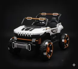 Kids Electric Ride-On Jeep 4Ã4 ATV Sport Car with Remote Control â White & Orange (NA-5897B)