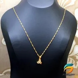 Gold Plated Karali / Disco Chain & Small White Stone Pendant  Guaranteed 18/24 inch Stylish Design.